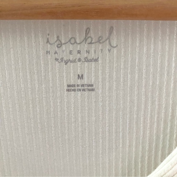 Isabel Maternity Henley Ribbed Short Sleeve Shirt Cream Size Medium - Picture 3 of 7